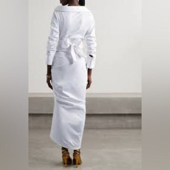 EUC SERGIO HUDSON Asymmetrical Button Up Dress White Size 2 COTTON XS SMALL - Picture 7 of 10